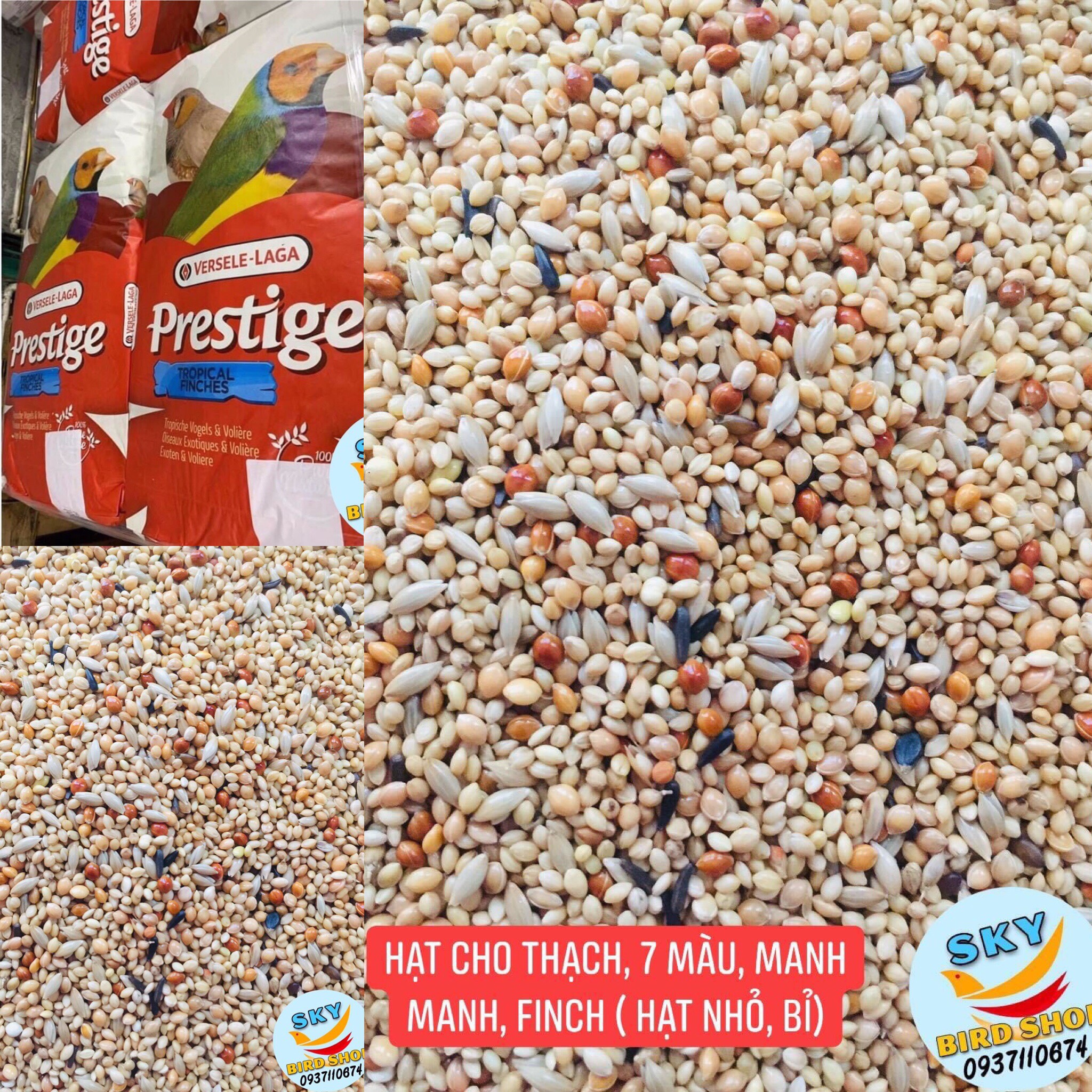 Hạt tổng hợp prestige cho thạch yến, 7 màu manh manh finch 1kg
