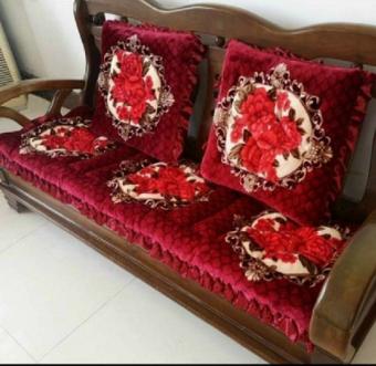 Bộ 3 tấm nệm lót ghế, thảm ghế dạng nhung, bộ thảm trải ghế gỗ, Bộ thảm ghế ngồi có viền họa tiết nổi sang trọng