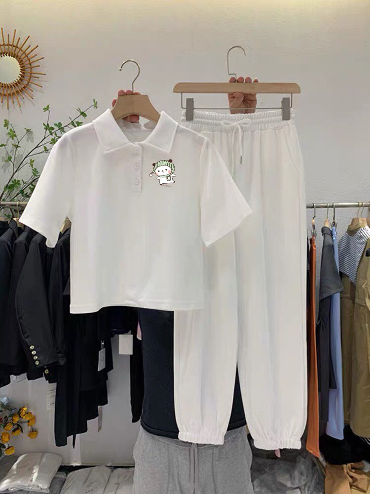 Sét áo polo crt cổ bẻ kèm quần bom in hình logo gấu đội mũ nhảy hình in sắc nét bền đẹp