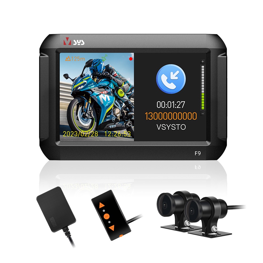 VSYS 4.0 inch Motorcycle Dash Camera 150 degrees Wide angle, Bluetooth ,GPS , Parking Recording, Night Vision support and full waterproof ราคา 5,600 บาท*ส่งฟรี