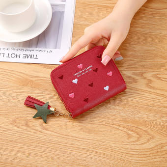 Ví Bóp Nữ Đựng Tiền Mini Thêu Tim Nhỏ Gọn Bỏ Túi Tiện Dụng