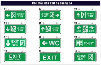 Biển báo dạ quang nhựa PVC UV thoát hiểm exit dán tường (có keo sau)