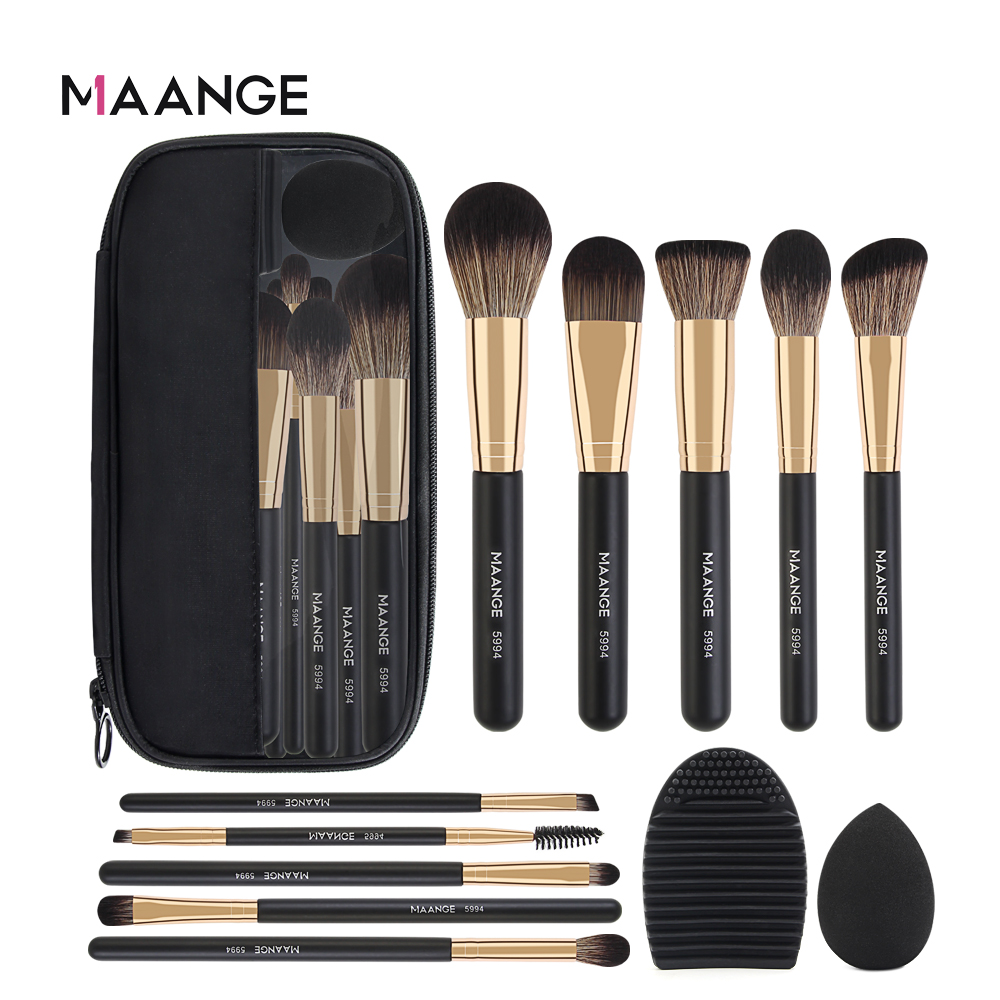 Maange 10 bộ cọ trang điểm kèm cọ trang điểm cọ rửa và mút trang điểm