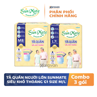 Tã quần người lớn SunMate siêu khô thoáng G1 (Size M/L)
