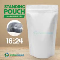 [1 PACK ISI 100 PCS] STANDING POUCH ZIPLOCK WHITE FULL METALIZED - KEMASAN KLIP SNACK MAKANAN PUTIH