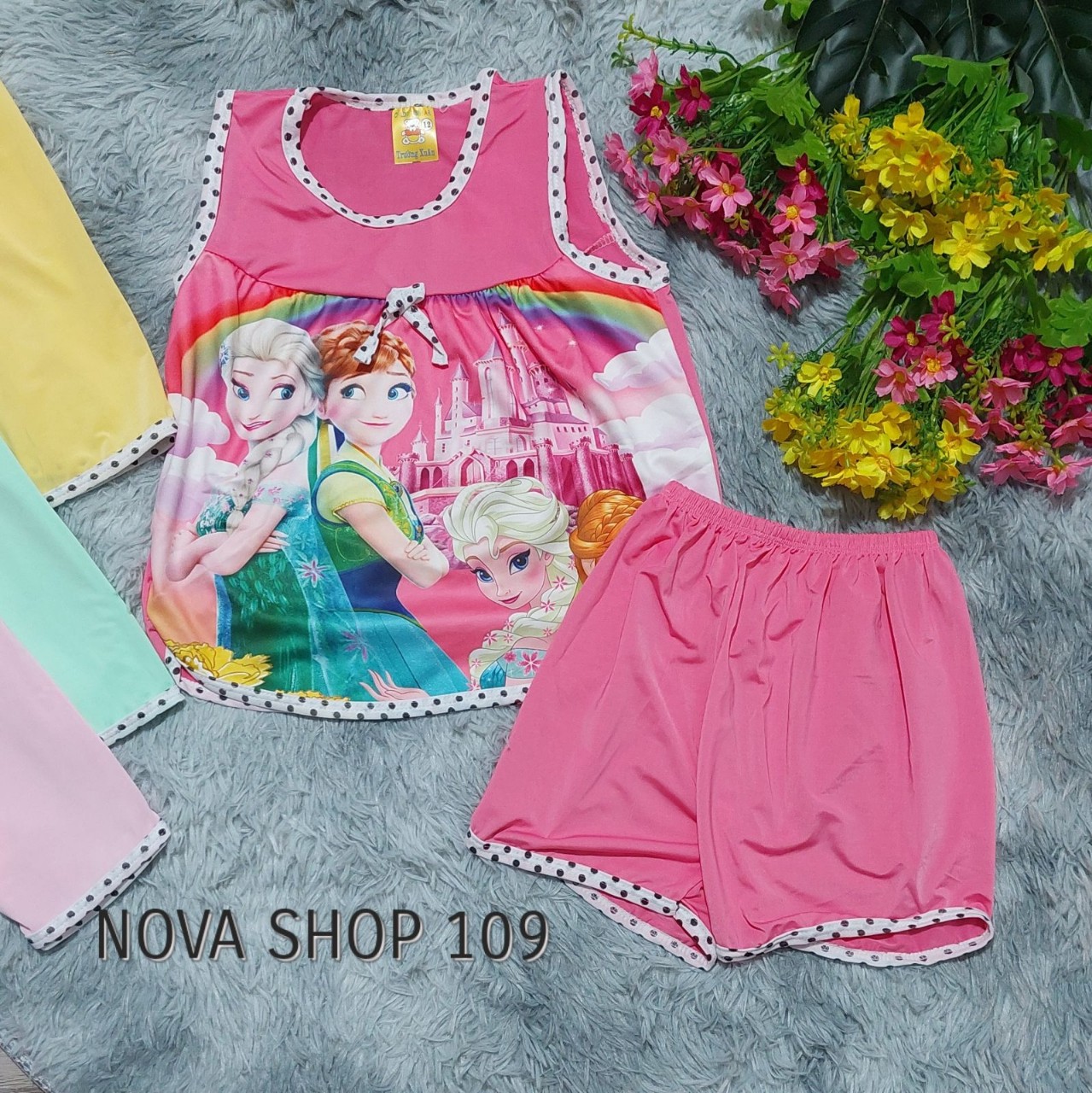 Bộ quần áo bé gái, đồ bộ thun lạnh công chúa elsa cho bé gái 6-16kg nova shop