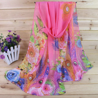 Áo Choàng Sarong Dài Thời Trang Cho Nữ 2M Khăn Choàng Đi Biển Khăn Lụa Khăn Choàng Voan Che Nắng In Hoa Mùa Hè 160X50Cm