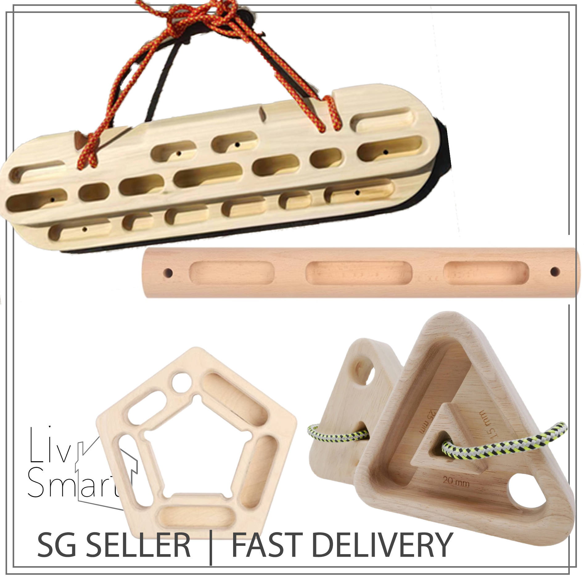 2-Pack Wooden Hangboard - Rock Climbing Finger Training Board For Grip Strength