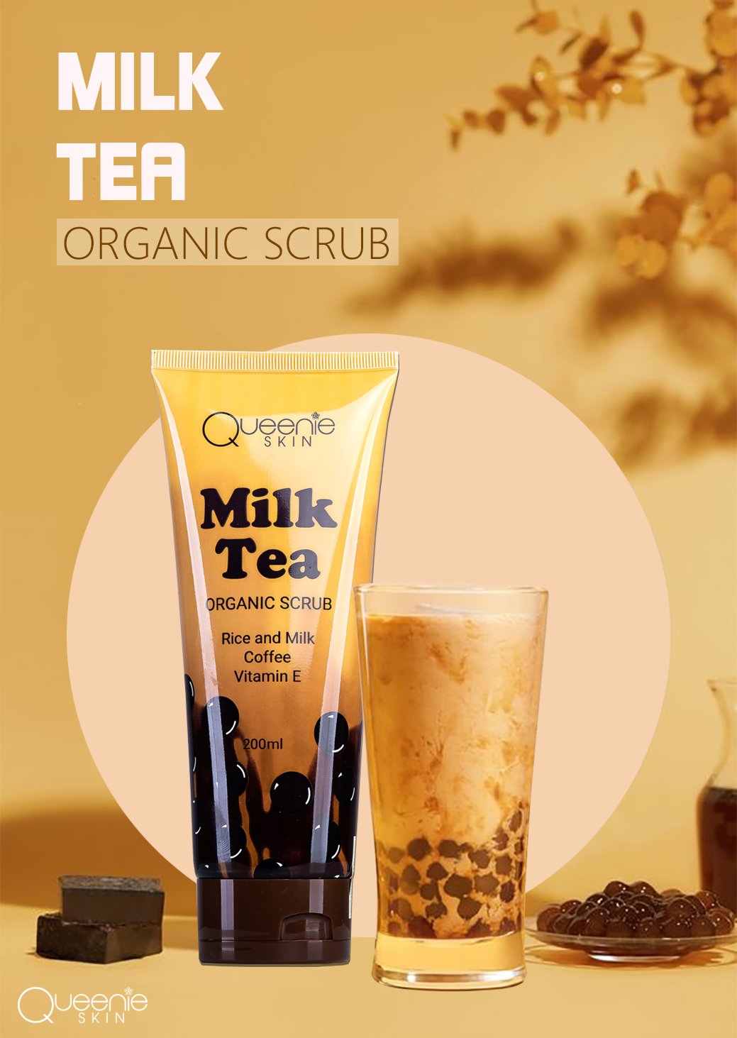 Tẩy tế bào chết trân châu đường đen queenie skin 200ml - sạch da chết - hết bã nhờn