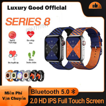 ( HOT NHẤT 2022 ) Đồng Hồ Thông Minh Smart Watch Seri 8 - Viền Thép Sang Trọng, Bản Cập Nhật Hot 2022 Màn Hình Vuông 1.78 Inch Chức Năng Gọi Điện Theo Dõi Sức Khỏe Nhịp Tim Huyết Áp Chống Nước Cao Cấp - Bảo Hành 12 Tháng