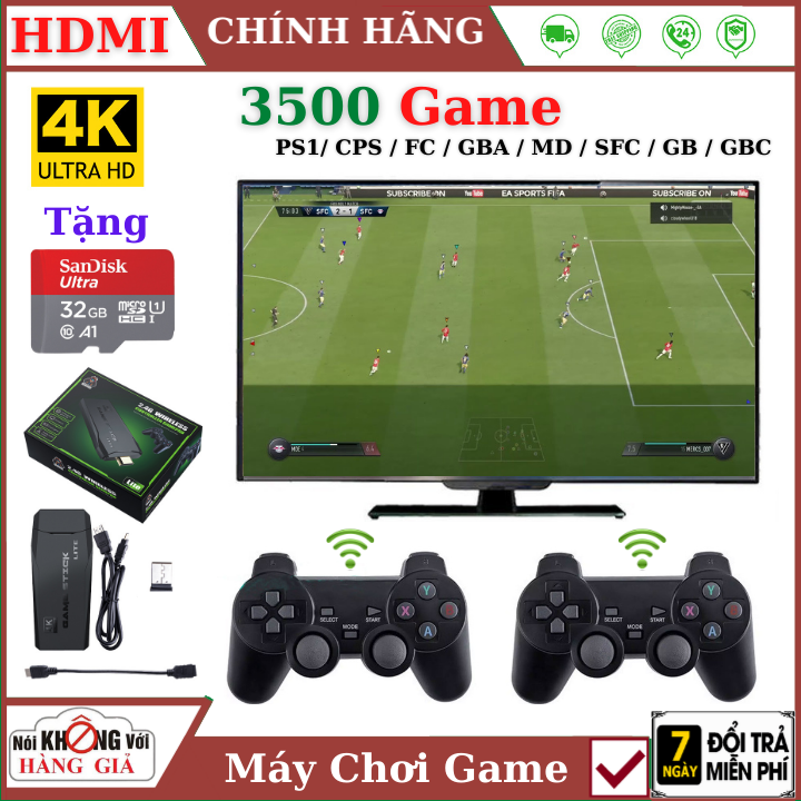 (Tặng thẻ 32GB) Máy Chơi Game Cầm Tay Không Dây 4 Nút HDMI 3500 Trò Chơi Cổ Điển, Phân Giải 4K - Máy chơi game , Máy chơi game sup , Máy chơi game 4 nút , Máy chơi game mini , Máy chơi game nintendo switch