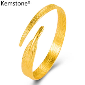 Kemstone Vòng Tay Lông Vũ Mở Trang Sức Cặp Đôi Mạ Vàng 24K