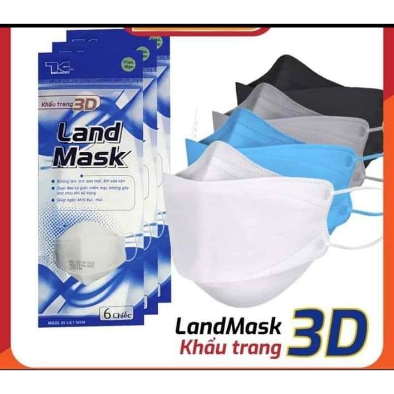 Khẩu trang 3D Land Mask 4 lớp kháng khuẩn Hàn Quốc ( 1 túi 6 cái)