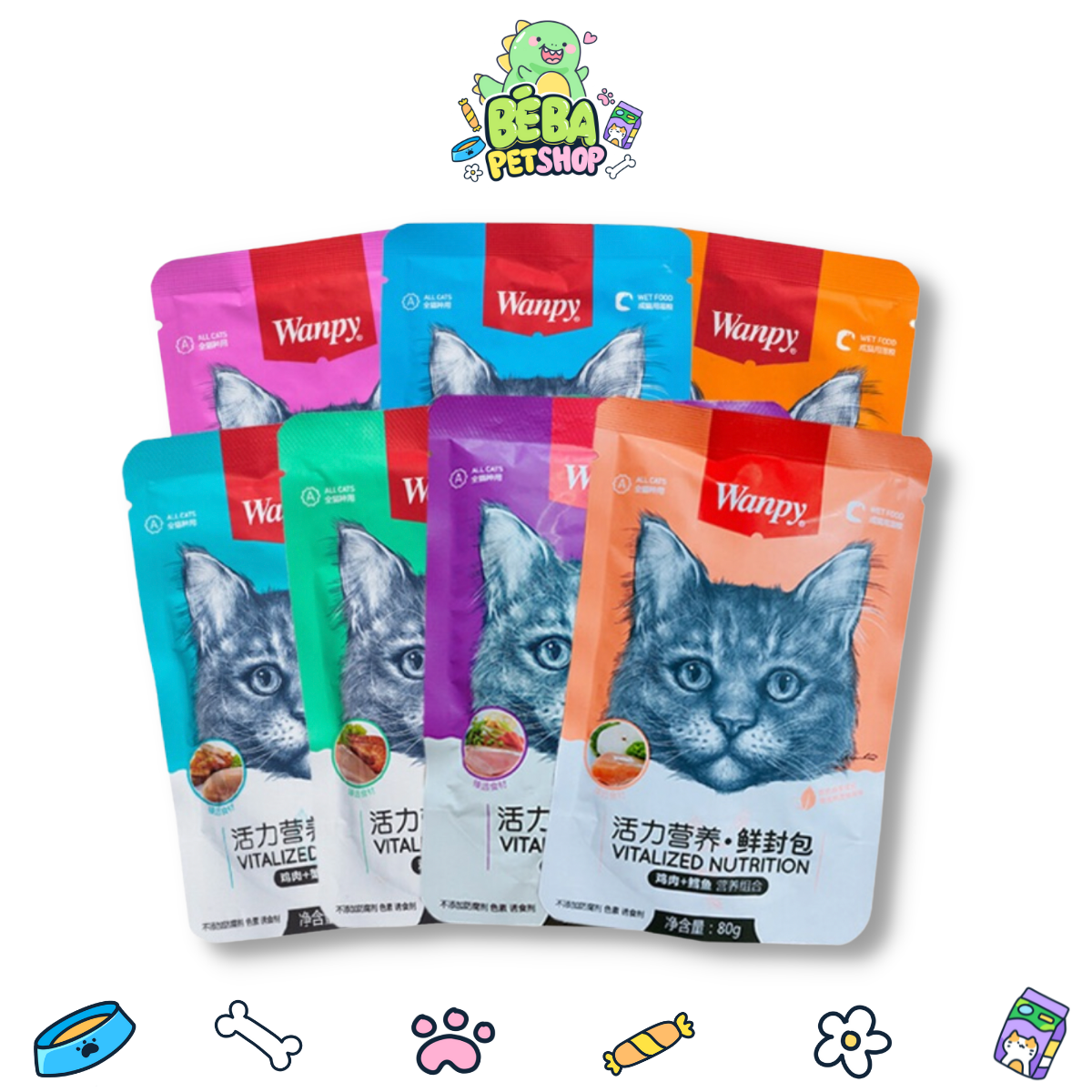 Pate cho mèo Wanpy gói 80g cho mèo mọi độ tuổi nhiều hương vị hấp dẫn | Bé Ba Petshop