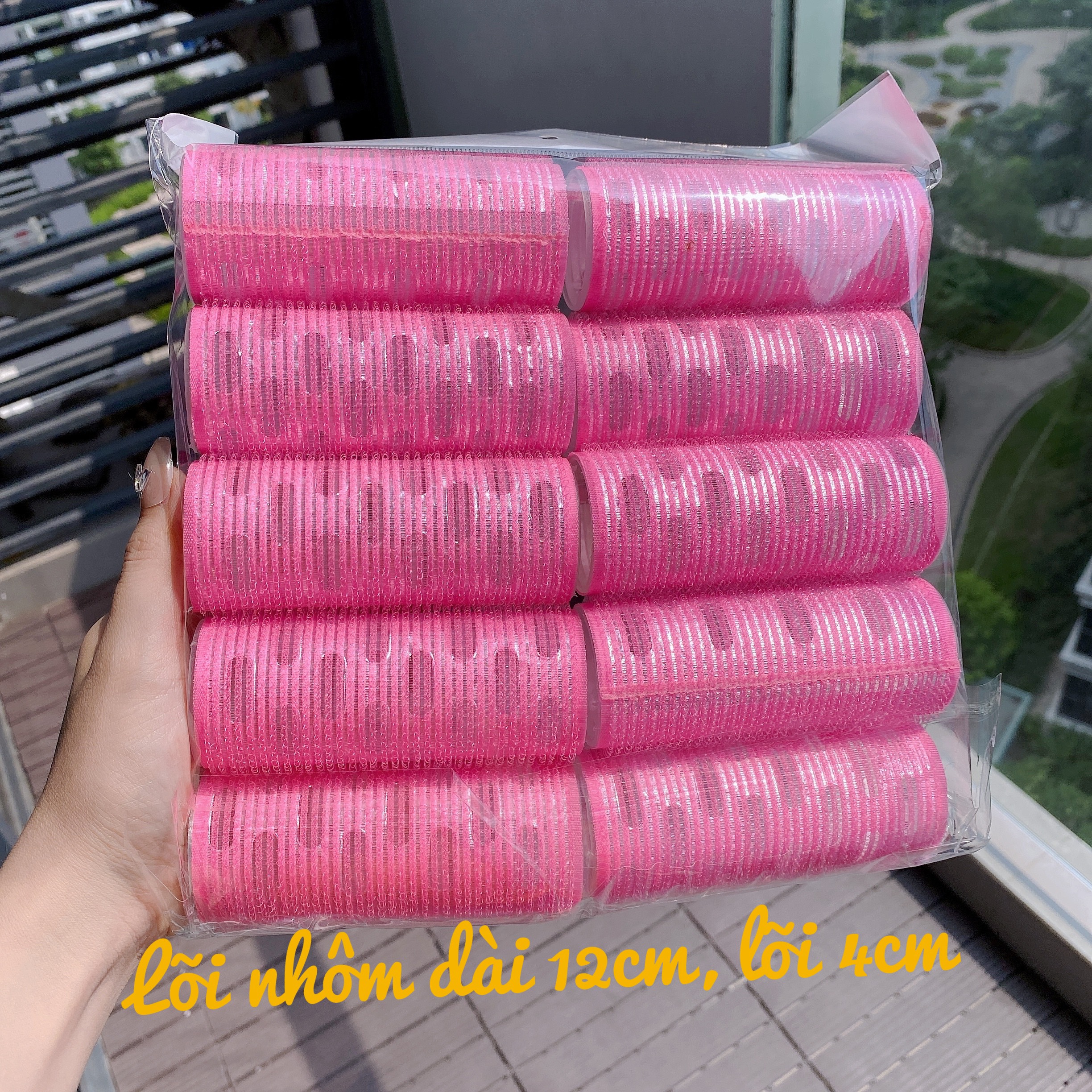Lô cuốn tóc lõi nhôm loại dài 12cm tự dính hiệu quả tiện dụng size Đại lô Cuốn Mái Tự Dính - Selenshop