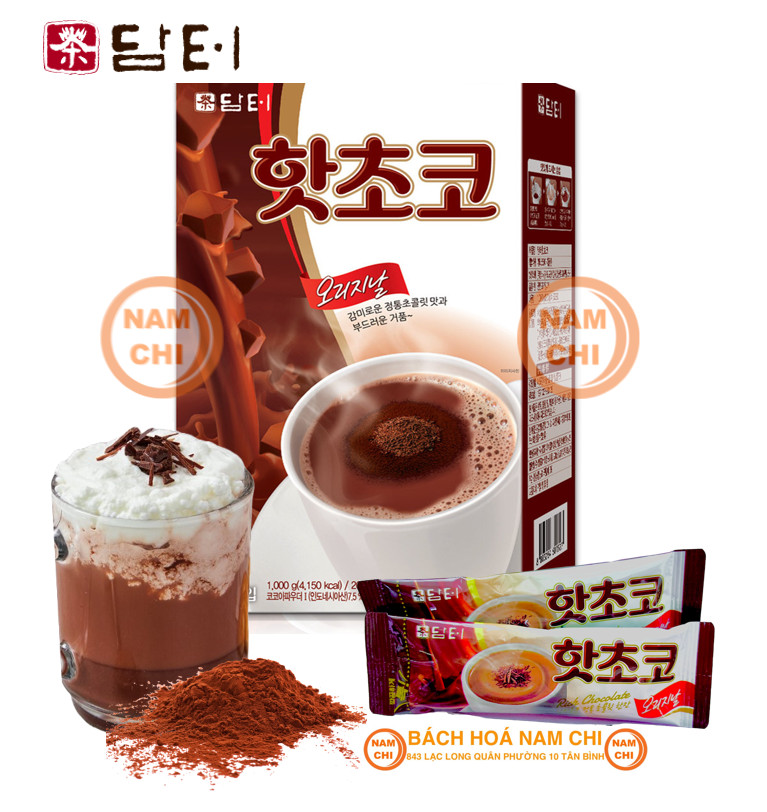 Bột pha socola nóng vị nguyên bản damtuh hộp 16 gói - hàn quốc
