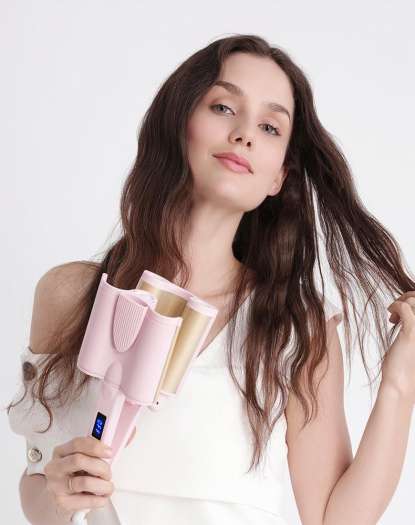 máy tạo kiểu tóc nữ - Máy Làm Tóc Xoăn Sóng Nước 3 Trục - máy uốn tóc soăn mua ngay Máy Làm Tóc Xoăn Sóng Nước 3 Trục LCD 15 Mức Chỉnh Nhiệt Độ - Kẹp 3 Càng cao cấp 2019.