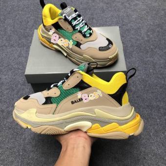 Giày Sneaker balen trip S thể thao Nam nữ Màu vàng xanh đế phân tầng cao 5cm