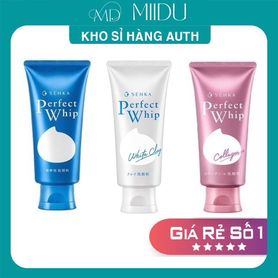 Sữa Rửa Mặt Senka Perfect Whip 120g Nhật Bản giúp da sạch sâu sáng mịn