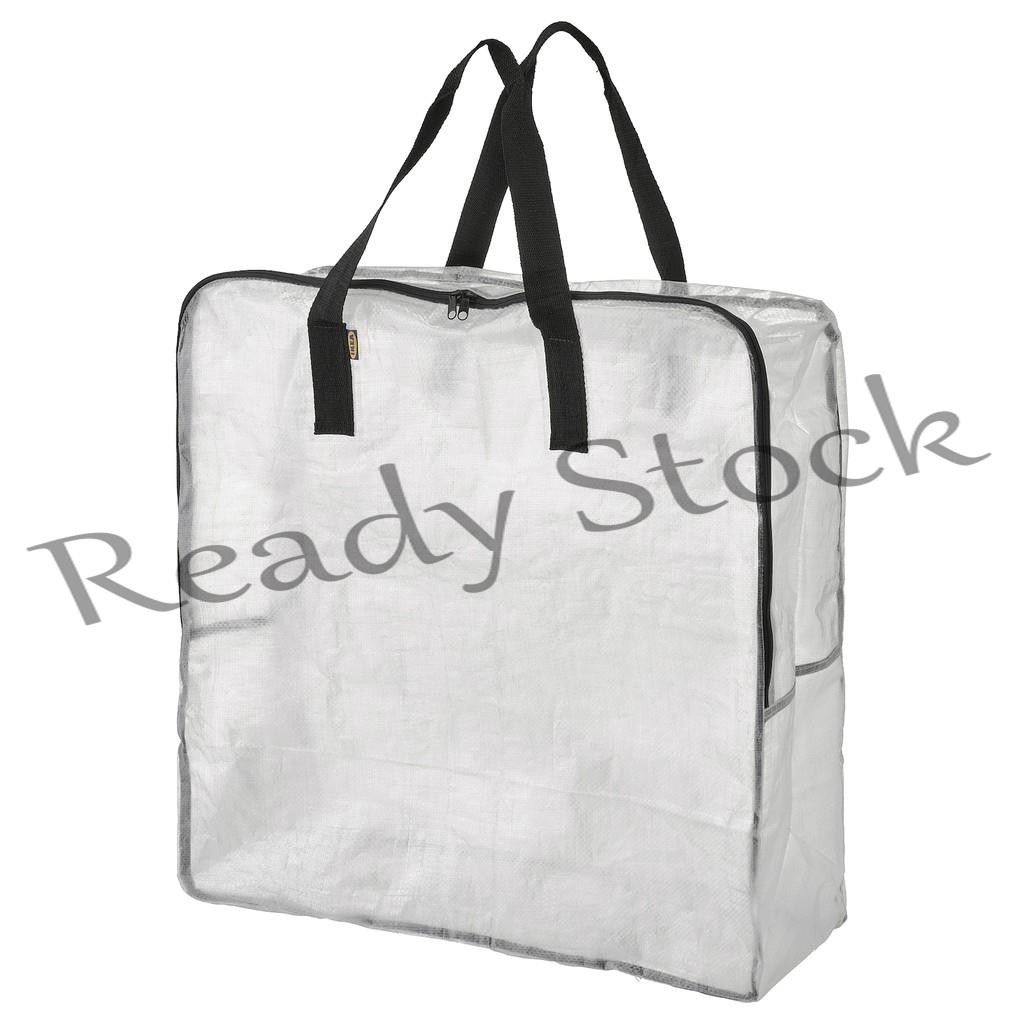 Ikea Bag SACKKARRA Tote Large Shop Laundry Storage Off White Blk 605.346.41  NEW