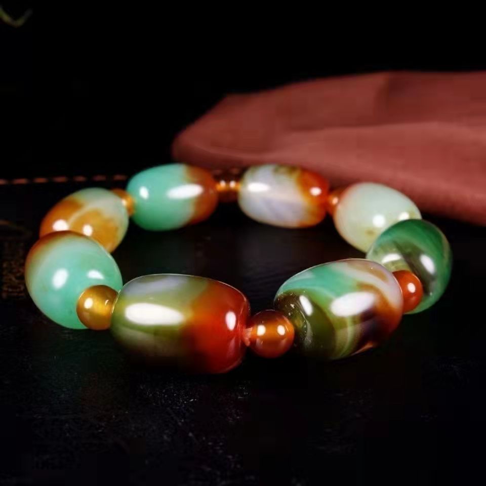 Vòng tay mã não tự nhiên vòng tay mã não thô màu xanh lá cây malachite chuỗi hạt