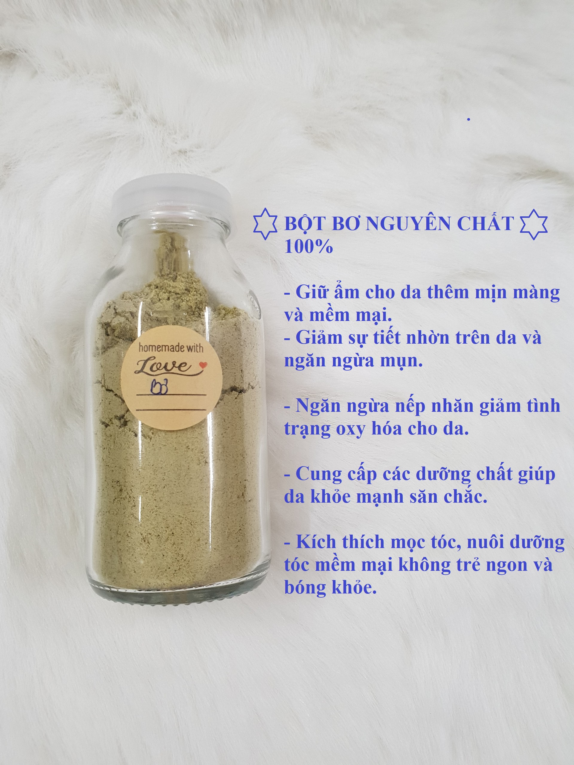 Bột bơ handmade dưỡng trắng, chăm sóc da LỌ 50G