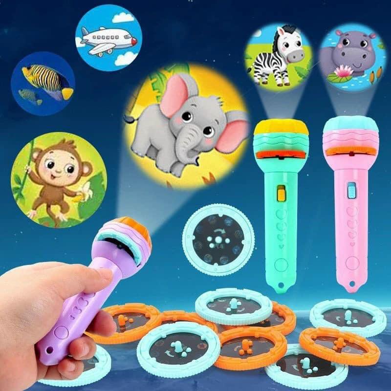 Đèn pin chiếu hình cho bé loại 80 hình ảnh chủ đề động vật siêu nhân phong cảnh trực quan sinh động