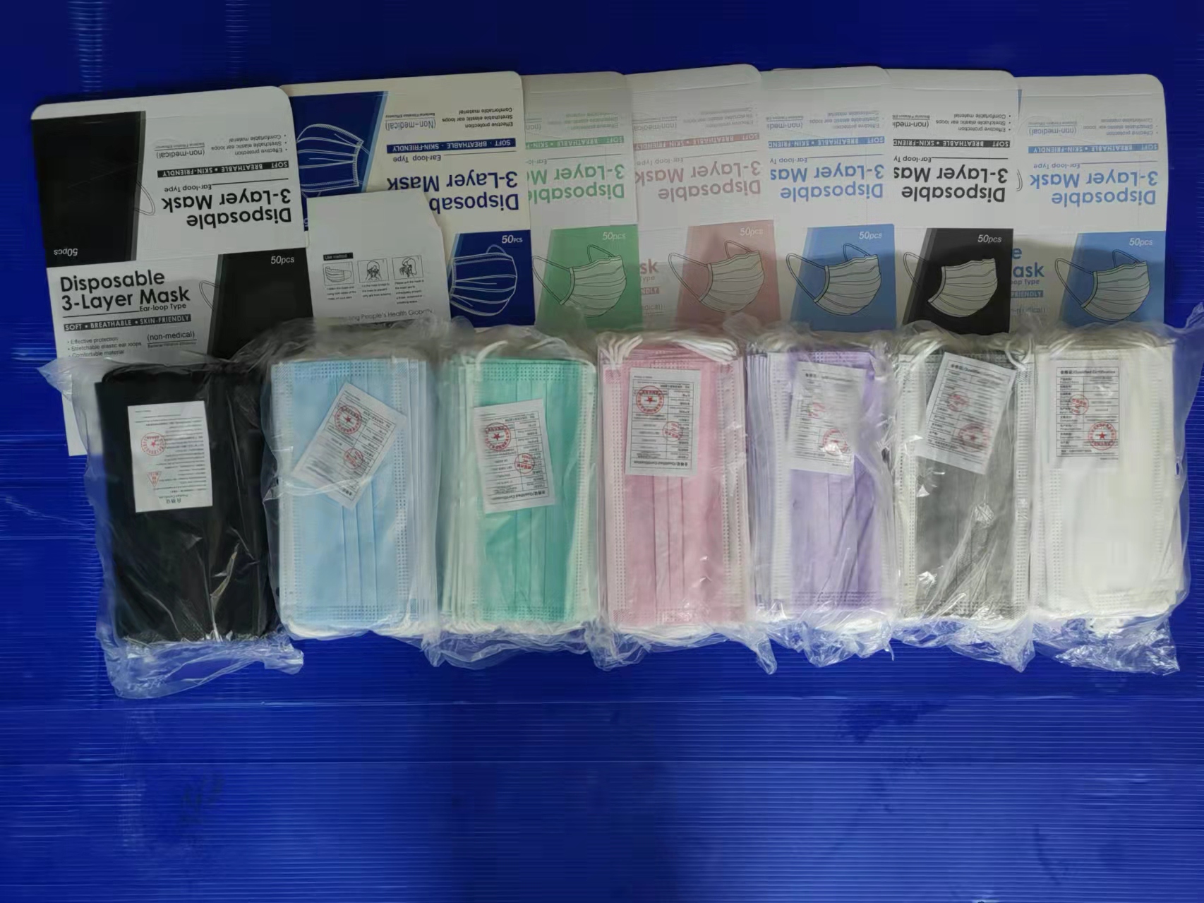 【50 PCS/50 ชิ้น】Face Mask หน้ากากอนามัย 3 ชั้น ไซส์ผู้ใหญ่ 1 กล่องมี 50 ชิ้น พร้อมส่ง[ดำ ฟ้า เขียว ขาว เทา ม่วง ผง]