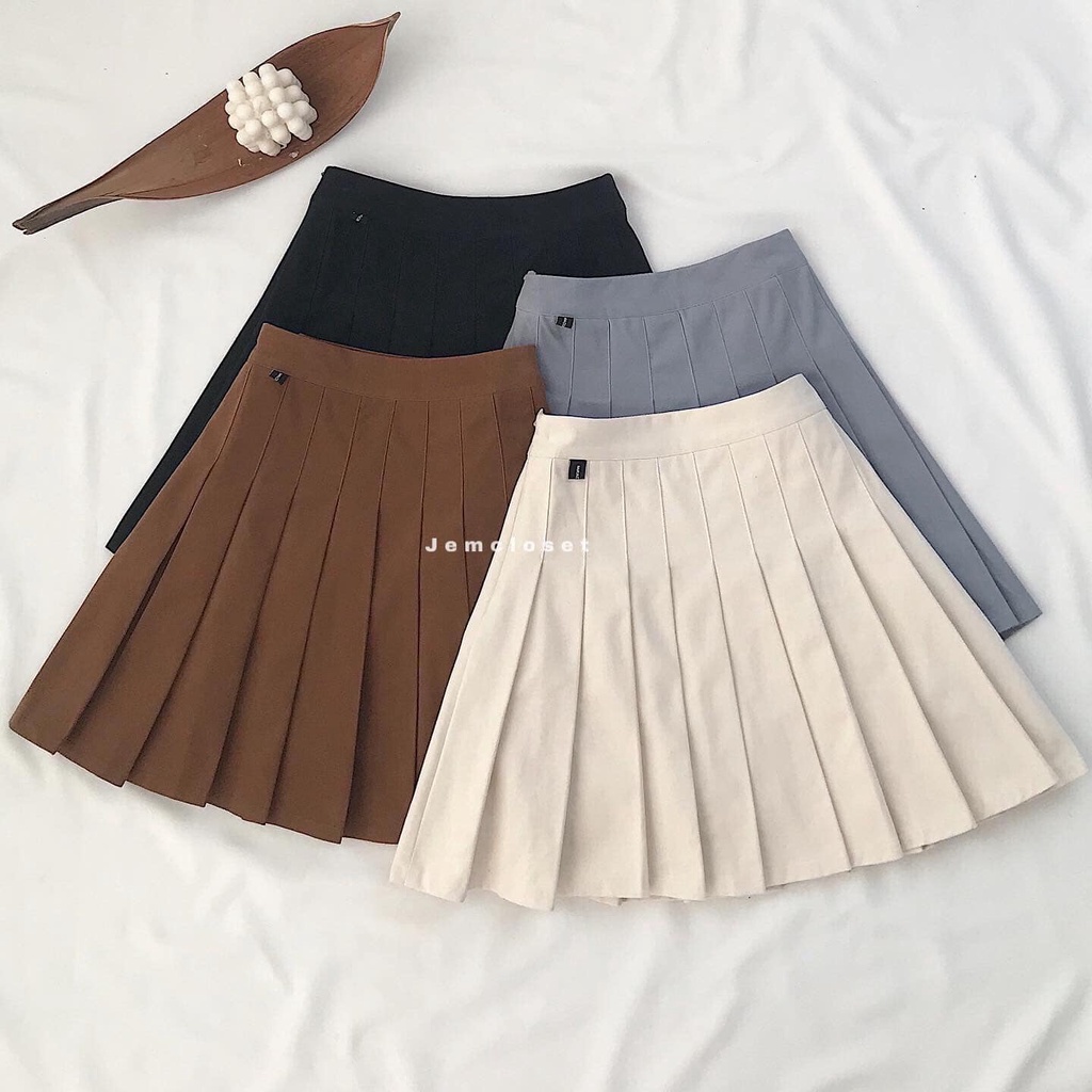 Chân váy xếp ly nữ ngắn jem closet paran form váy chữ a có lớp lót bên trong phong cách trẻ trung cá tính năng động 3384