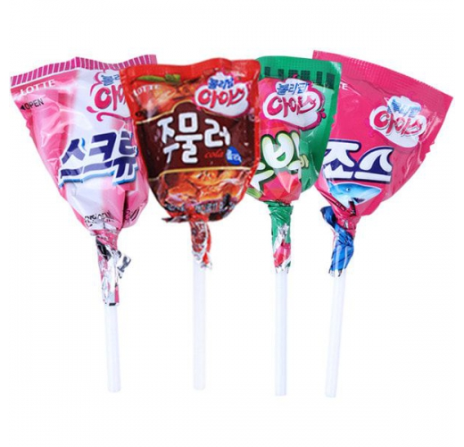 Kẹo mút Lotte trái cây Hàn Quốc có 4 vị: dưa hấu, dâu, coca, soda