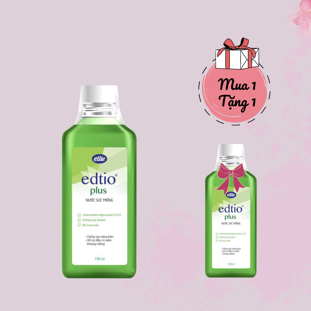 [MUA 01 TẶNG 01] Nước súc miệng EDTIO PLUS 190ml - chống tạo mảng bám và điều trị viêm nướu