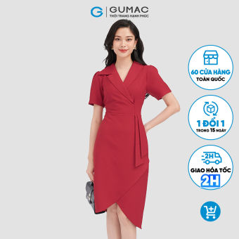 Đầm body GUMAC, đầm body tulip cổ giả vest DC08099