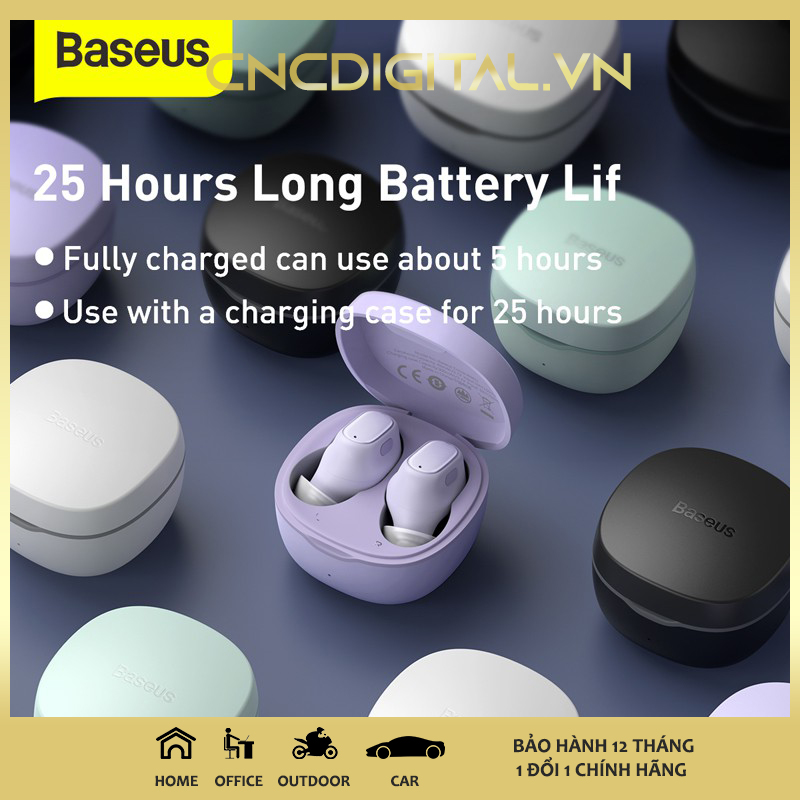 Tai nghe nhét tai không dây Baseus Encok True Wireless Earphones WM01 Bluetooth 5.0 4 màu thời trang, chống thấm nước, dùng cho điện thoại iOS Android iPad Laptop - Hàng Chính Hãng