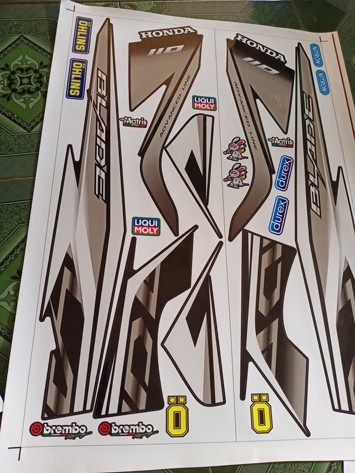 Tem rời honda blade xám đen