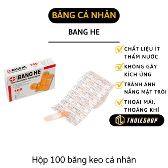 Băng keo cá nhân - Combo 100 băng dính cá nhân Bang He - Băng gạc y tế nhiều kích cỡ siêu dính