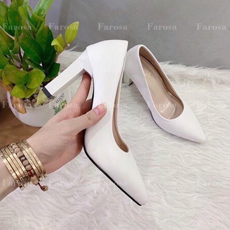 Giày cao gót nữ màu trắng tuyết gót cao 9cm thời trang sang chảnh