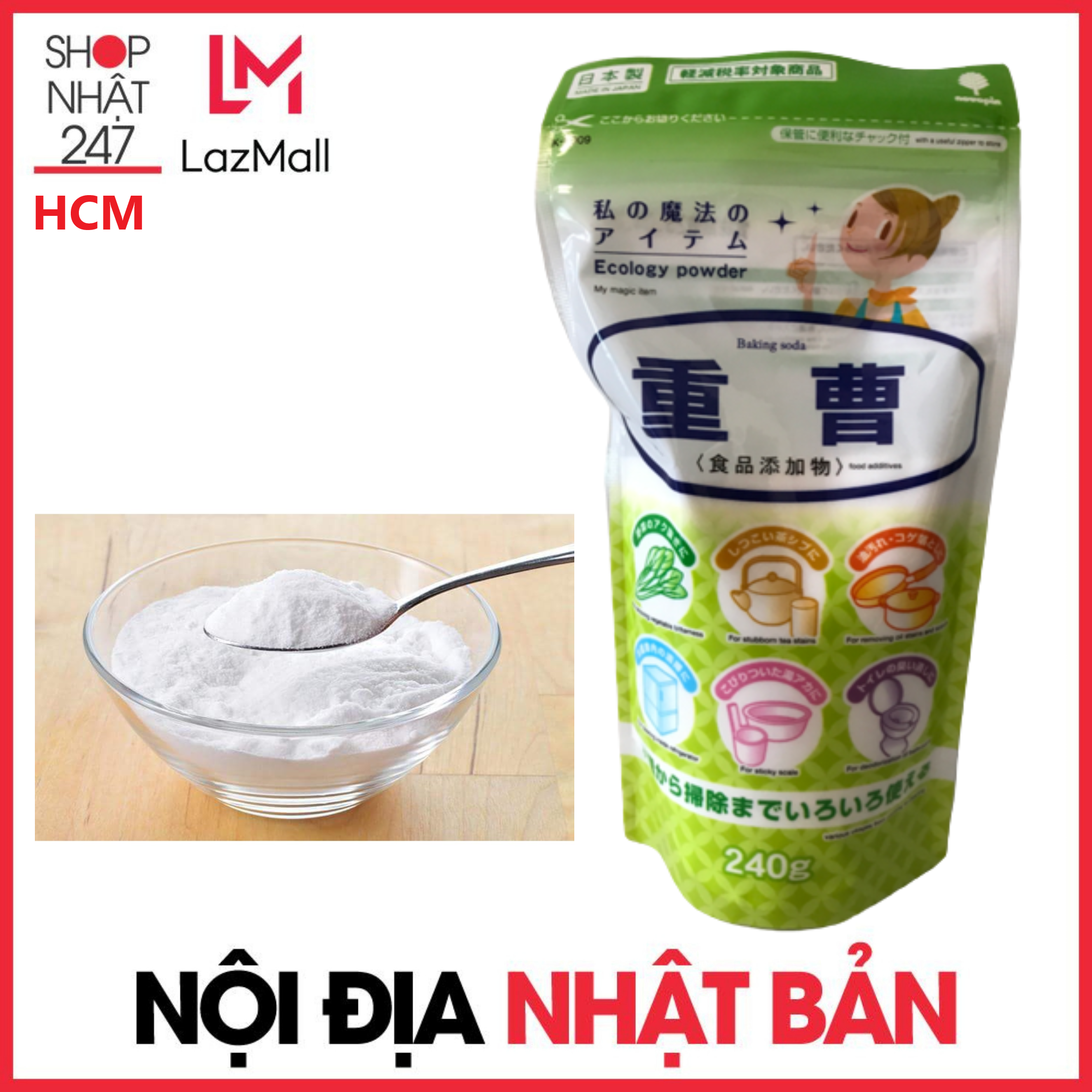 Bột Baking Soda tẩy rửa đa năng 240g - Nội địa Nhật Bản