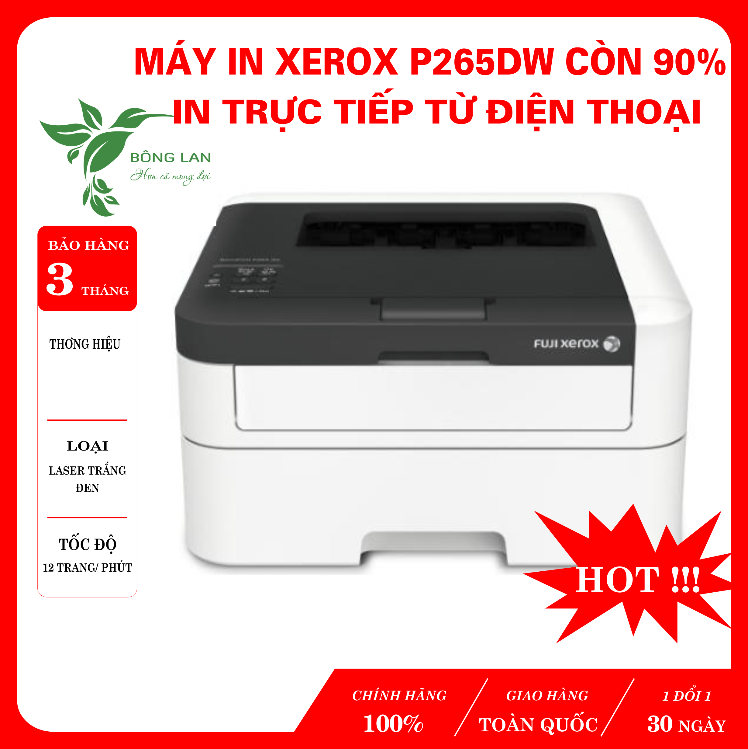 Máy in hai mặt tự động A4-A5 Xerox P265dw, in không dây, in trực tiếp từ điện thoại