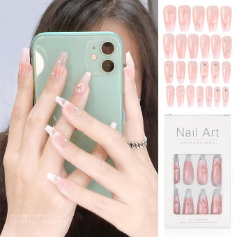 PINPAI Bộ 24 Móng Tay Giả Bấm Dài Bộ Đầu Móng Tay Giả đẹp Nghệ Thuật Kim Cương Giả Lấp Lánh Móng Tay Giả Nhân Tạo Che Phủ Toàn Bộ