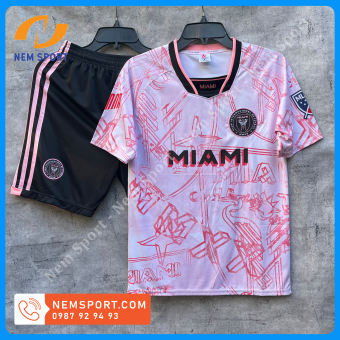 Quần Áo Đá Bóng CLB MIAMI Màu Hồng Sọc Mùa Giải 23/24