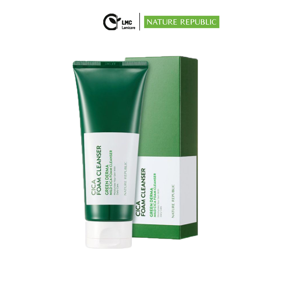 Sữa rửa mặt loại bỏ dầu thừa Nature Republic Green Derma Mild Cica Foam Cleanser 150ml