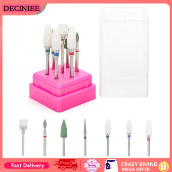 DECINIEE Bộ 7 đầu dũa móng tay bằng Acrylic kẽm carbon chất lượng cao - INTL