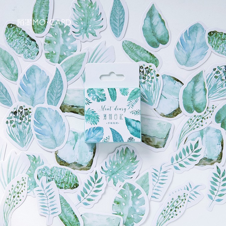 Hộp 45 sticker Lá Cây trang trí planner scrapbook