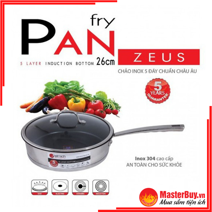 Chảo chống dính inox 304 elmich zeus 26cm el0125