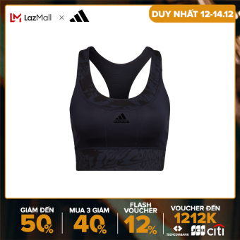 adidas TRAINING Áo Bra Họa Tiết Medium Support adidas Running Nữ Màu xanh dương HL6112