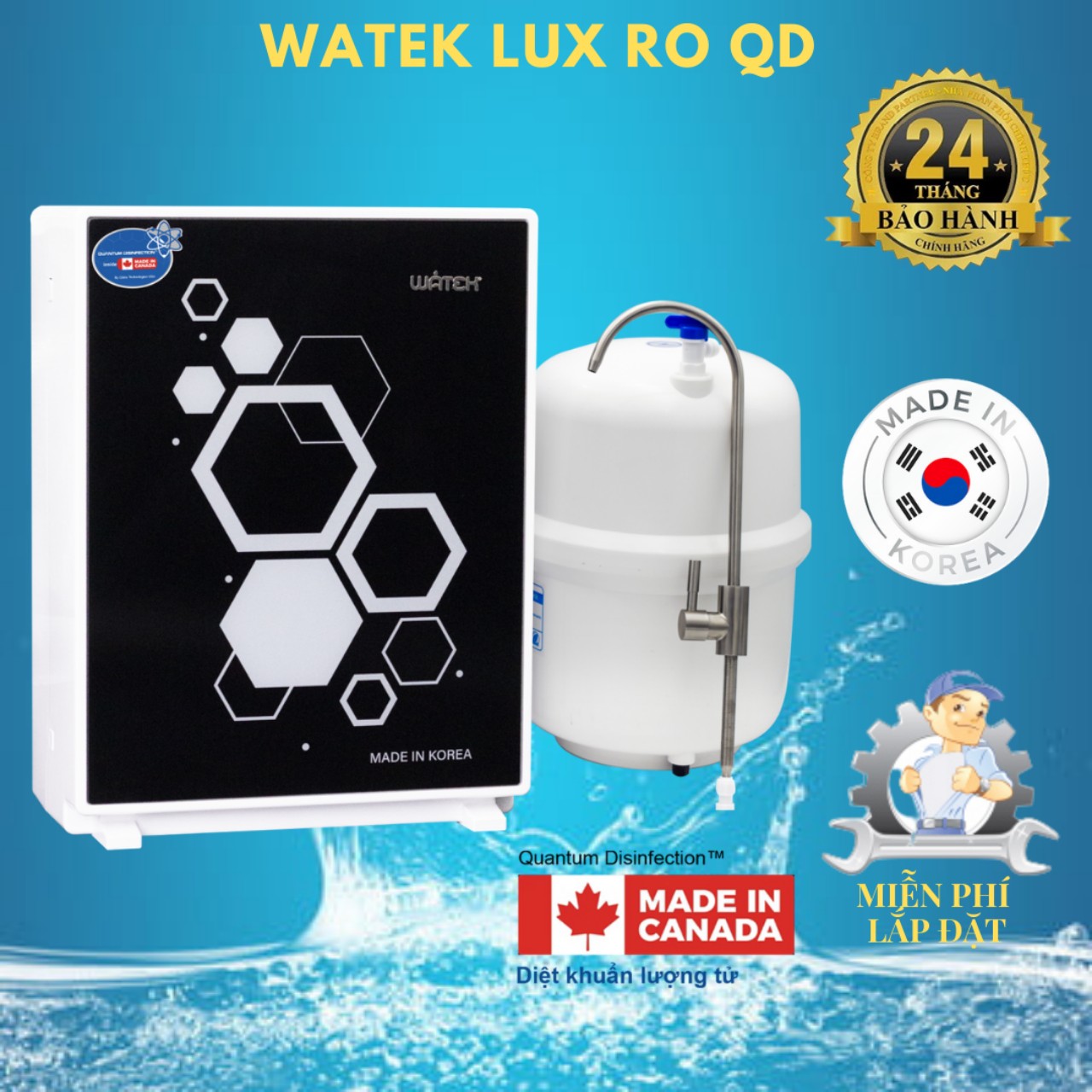 Máy lọc nước watek lux ro qd, nhập khẩu hàn quốc, bảo hành 2 năm, miễn phí giao hàng và lắp đặt