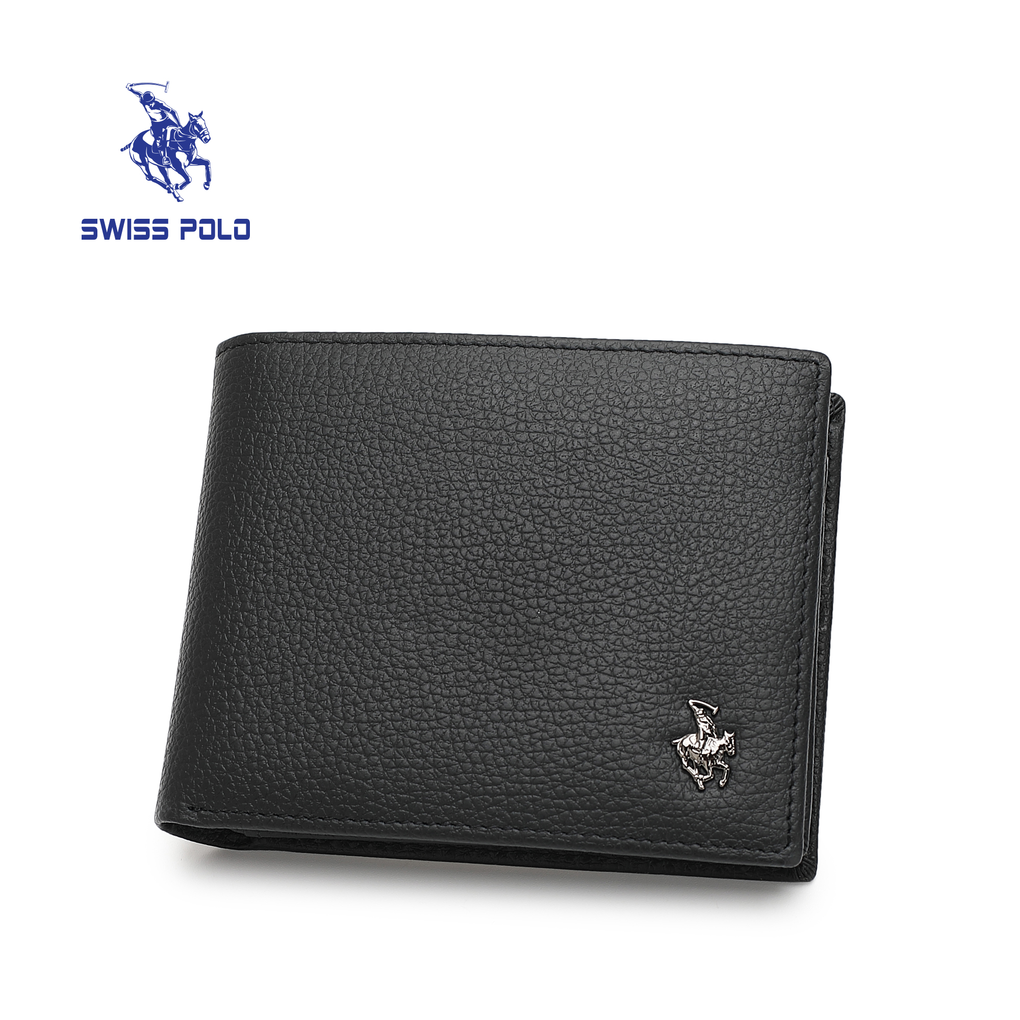 SWISS POLO Genuine Leather RFID Short Wallet SW 182-3 BLACK