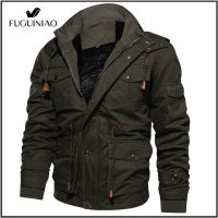 FUGUINIAO Military Jacket Men Casual Coat Bomber Jackets  Cargo Outwear Fleece Hooded Jacket M-4XL Clothes