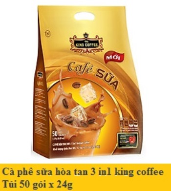 Cần 235.000đ/túi 50 gói lớn x 24g/gói cà phê sữa hòa tan 3 in 1 king coffee - đậm đà cà phê sữa việt