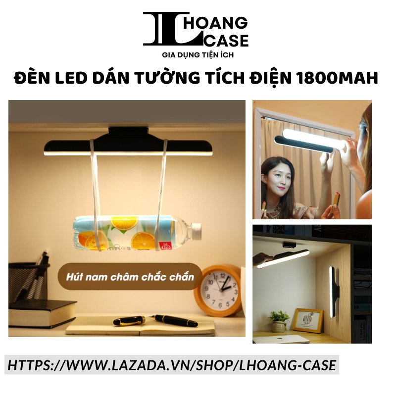 Đèn led dán tường tích điện 1800mAh đèn đọc sách trang điểm bàn học bàn làm việc 4 chế độ sáng cảm ứng chạm tiện lợi